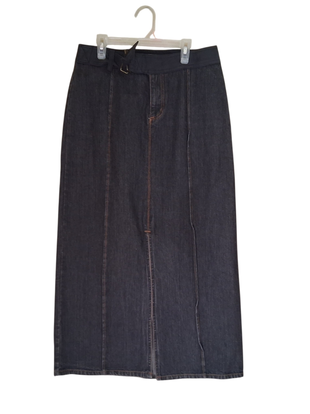 Faded Glory Long Modest Dark Wash Denim Jean Straight Pencil Skirt Size 8